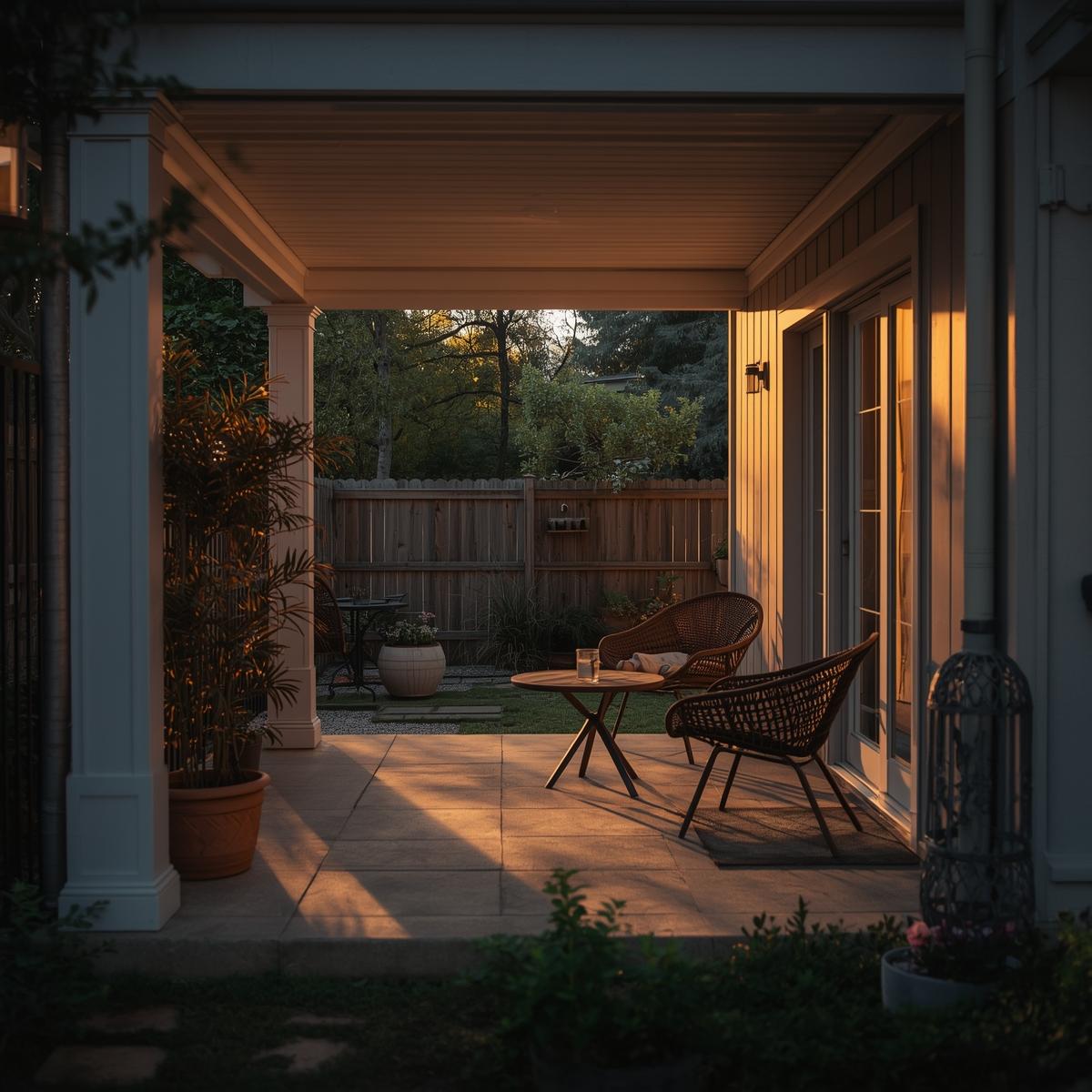 Kvällsbelysning på uteplats